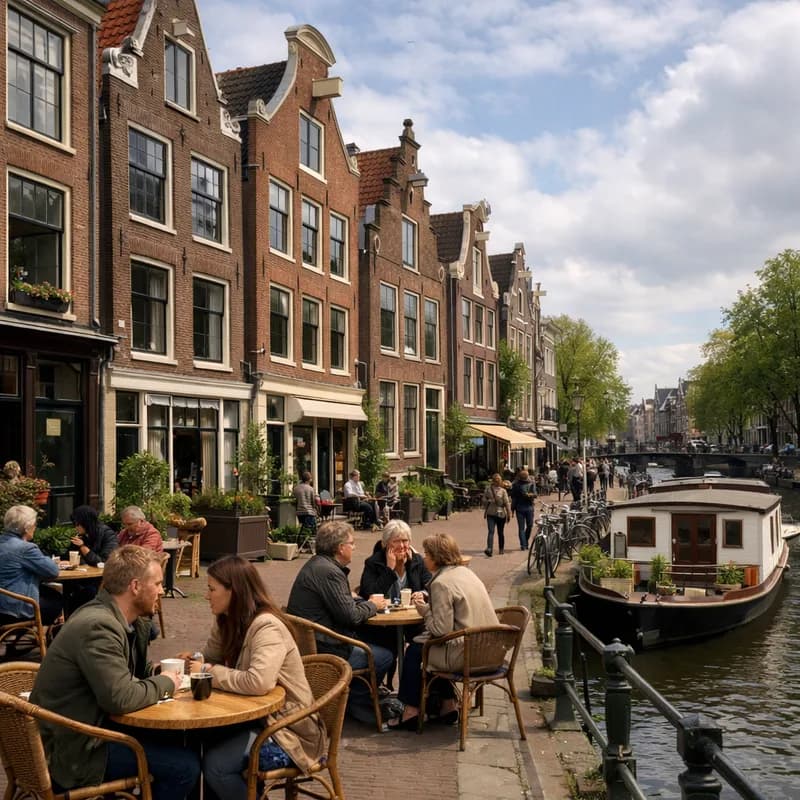 A cafe street in Amsterdam