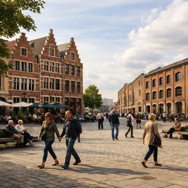 A neighbourhood square in Antwerp