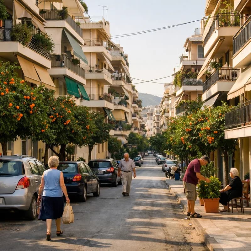 A residential street in Athens