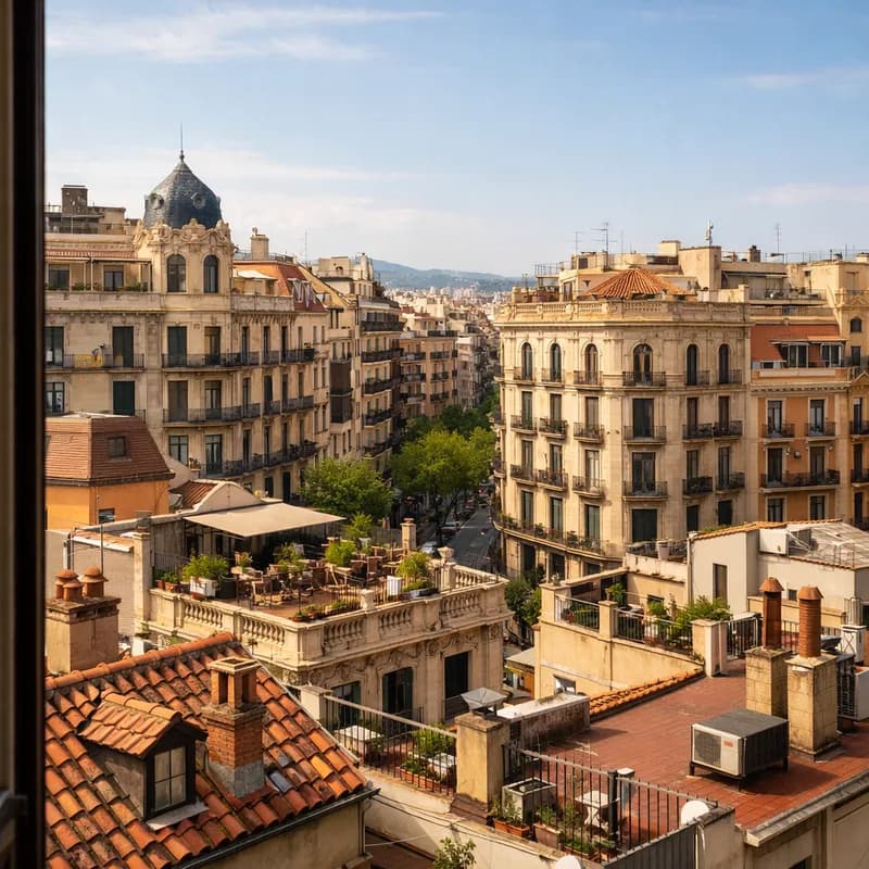 A view across the rooftops of Barcelona