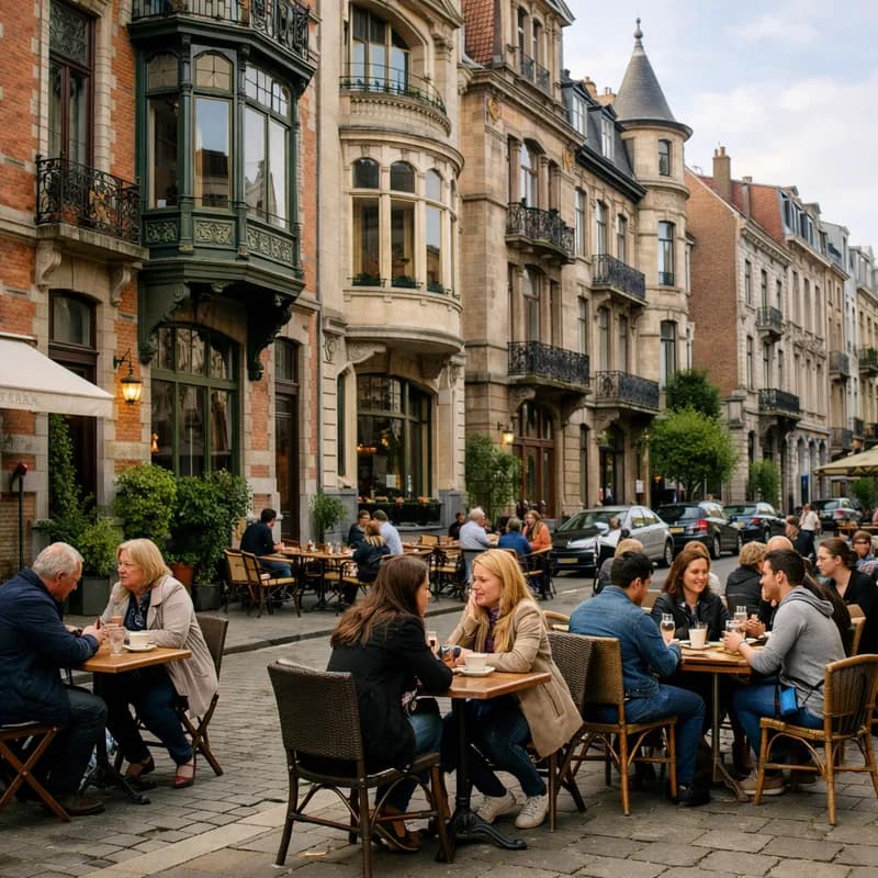 A cafe street in Brussels