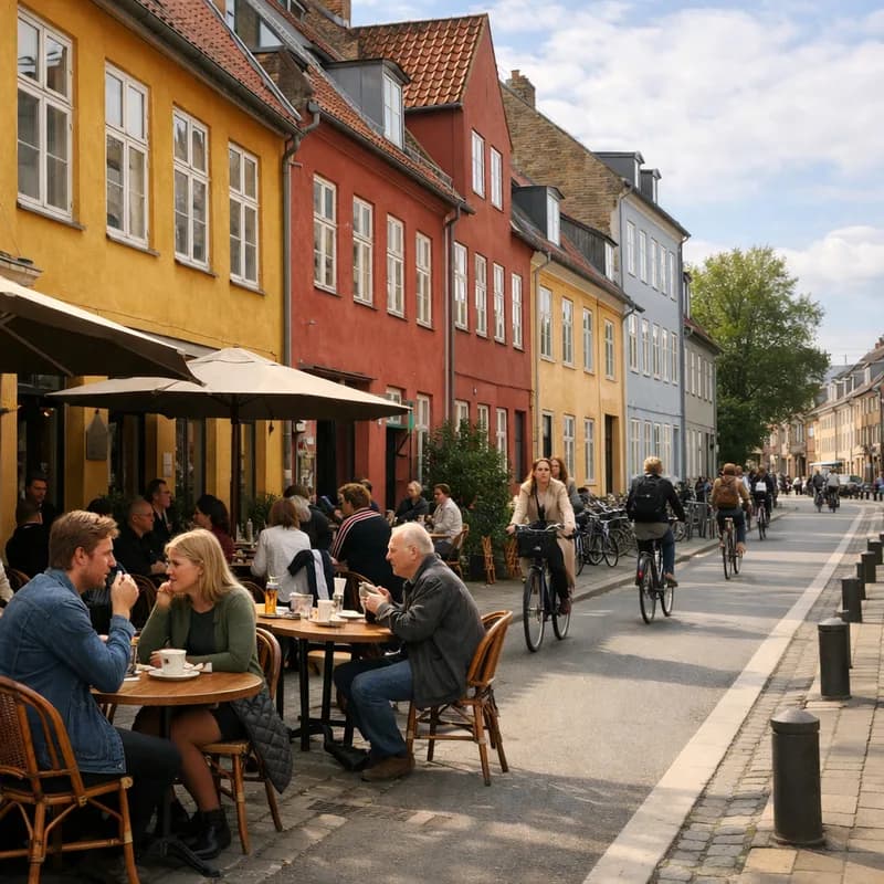 A cafe street in Copenhagen