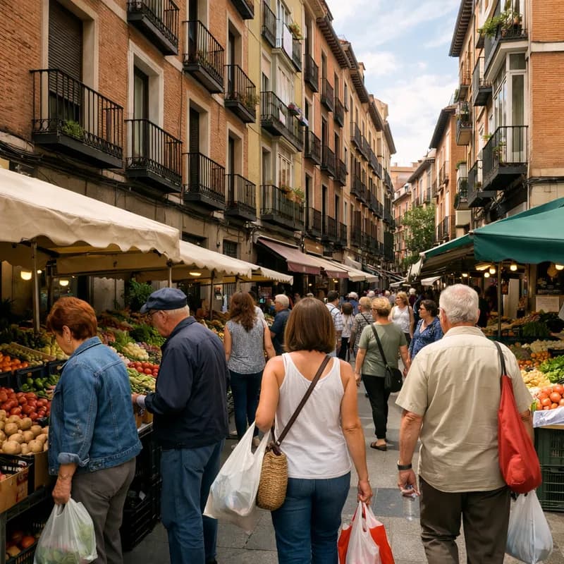 A street market in Madrid