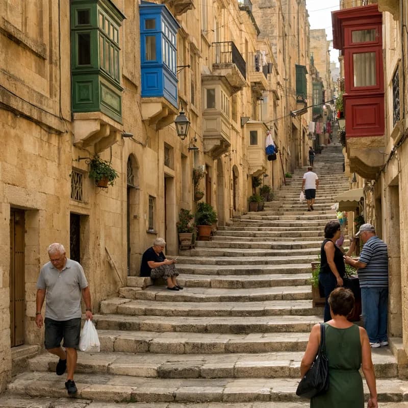 A residential street in Valletta