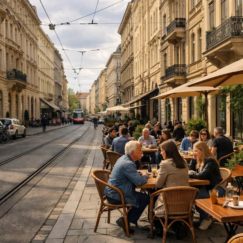 A cafe street in Vienna